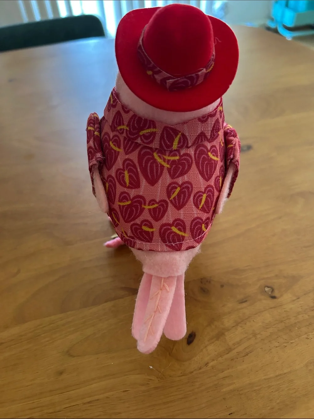 Target Pink Red Plush Bird Figurine with Patterned Jacket